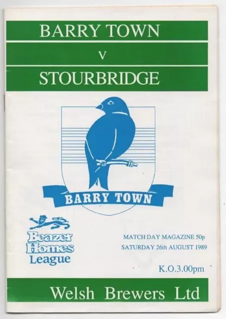 Aug 89 BARRY TOWN v STOURBRIDGE