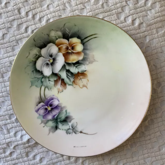 Hand Painted Pansy Flower Plate 6" Gotham Austria - Poetach Studio