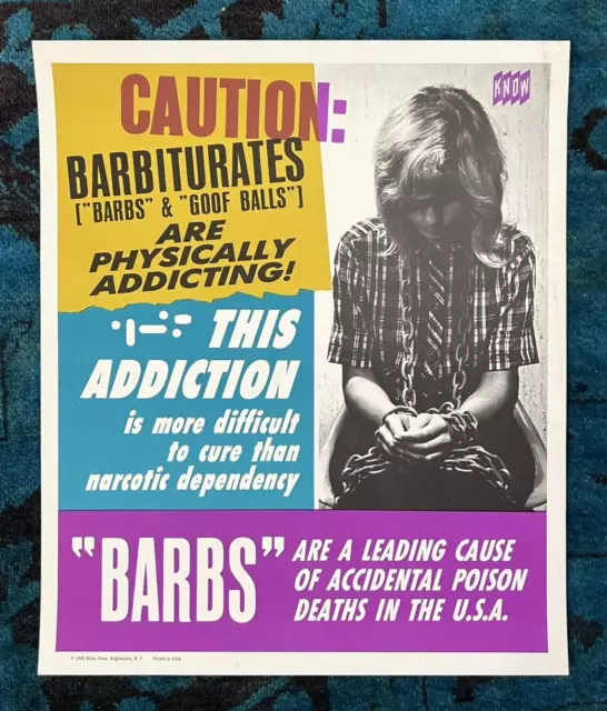 Original Poster Anti Drug Barbiturates Poison Death Addiction Health Safety Know