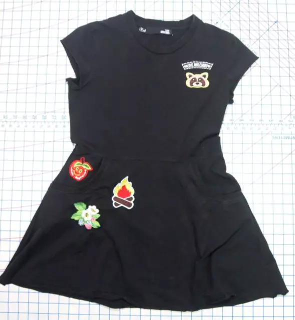 Love Moschino Black embroidered spell out logo mini Dress Size 6