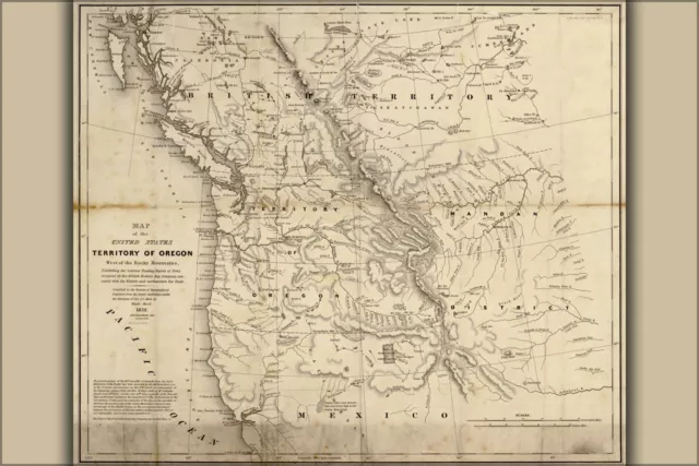 Poster, Many Sizes; Map Of Oregon Washington State California Territory 1838