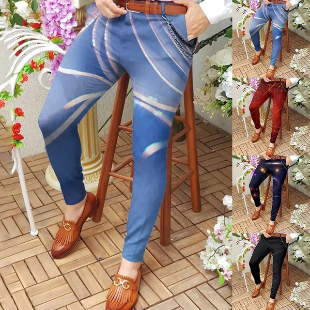 Modehose Herren lange Hose mitteltaille Hose Freizeit Männer Streifen bedruckt