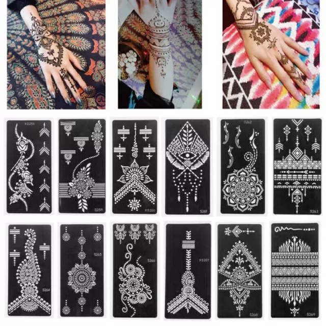India Henna Template Hand Body Art Tattoo Stencils Reusable Temporary Tools
