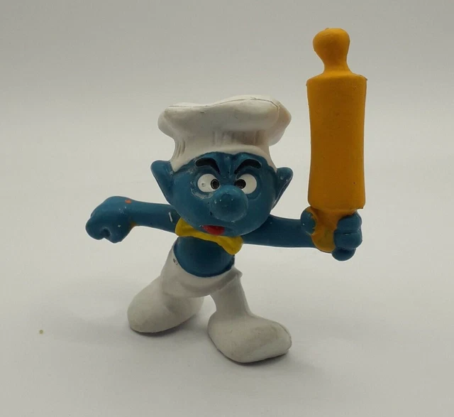 Figurine Schleich Schtroumpf Pâtissier Avec Rouleau à Pâtisserie - édition 1977, Occasion