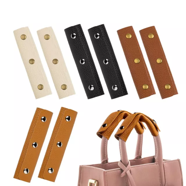 2pcs PU Leather Suitcase Grip Wrap With Buttons Soft Luggage Bag Handle Wrap