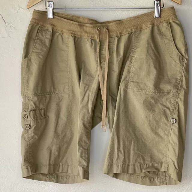 Maternity Bottoms Khaki Shorts Size Large A Pea In The Pod Drawstring Waist