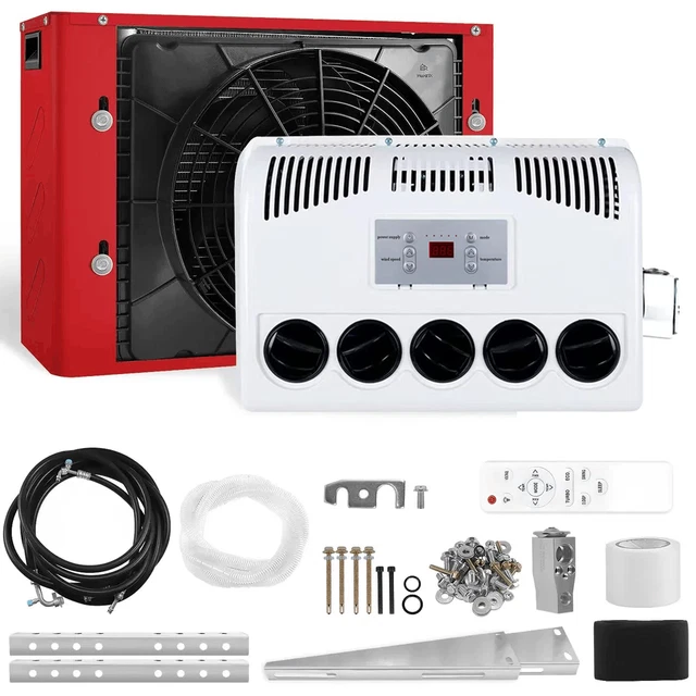 12V UNIVERSAL AIR Conditioner A/C Kit for Car Cab Bus RV Semi Trucks