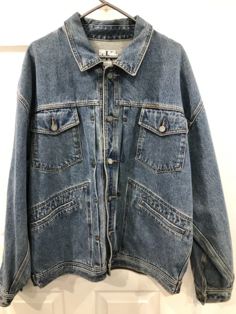 Vintage 90's Real Calvin Klein Jeans Men's Denim Jacket Double Stone Washed XL