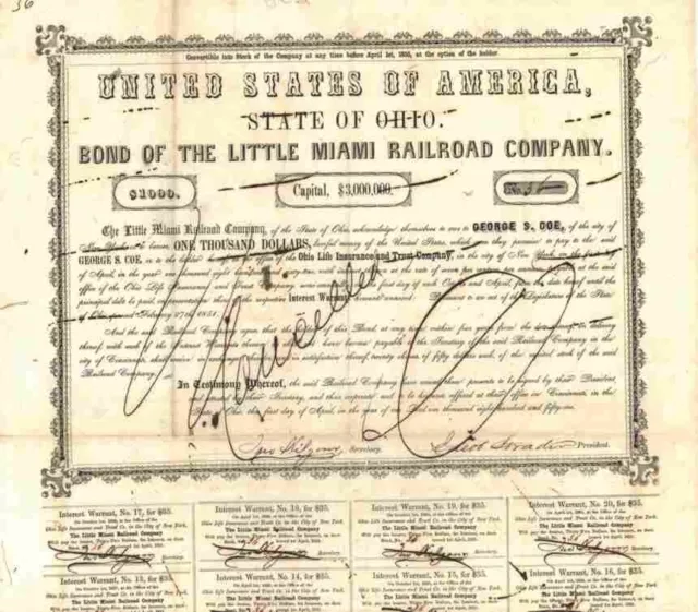 Little Miami Railroad 1851 Cincinnati Columbus Ohio Dayton Jacob Captain Strader