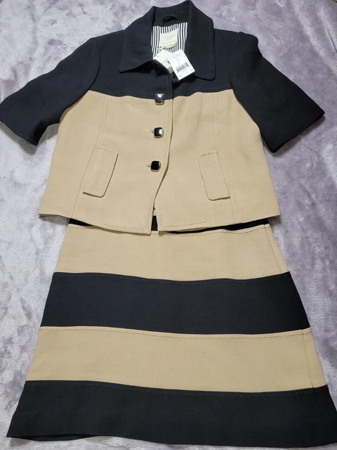 Kate Spade Womens Sz 10 Dahlia Knit Skirt Suit Color Block Black Camel NWT Kate Spade Womens Sz 10 Dahlia Knit Skirt Suit Color Block Black Camel NWT