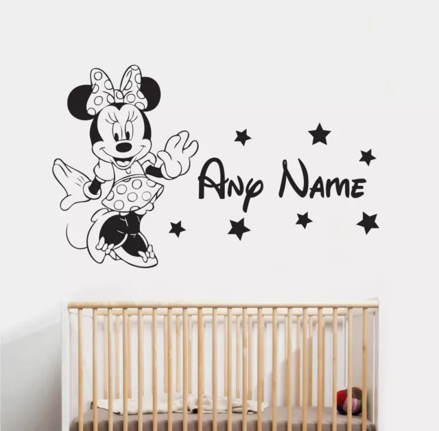 Minnie Mouse & Name Wall Sticker 1 Disney Childrens Bedroom Vinyl Decal