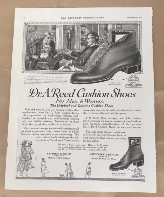 Dr. A Reed shoes ad 1917 original vintage print retro art illustration fashion