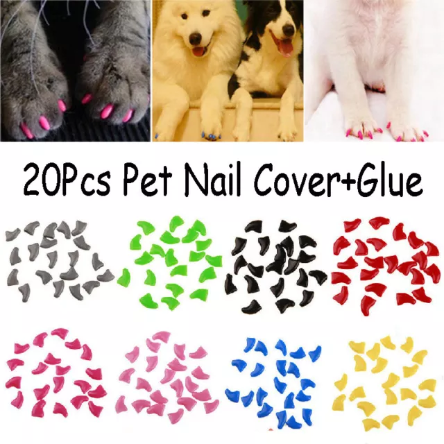 Capuchons D'ongles De Chat En Silicone 20 Pièces Couvre-Pattes Souples Et R