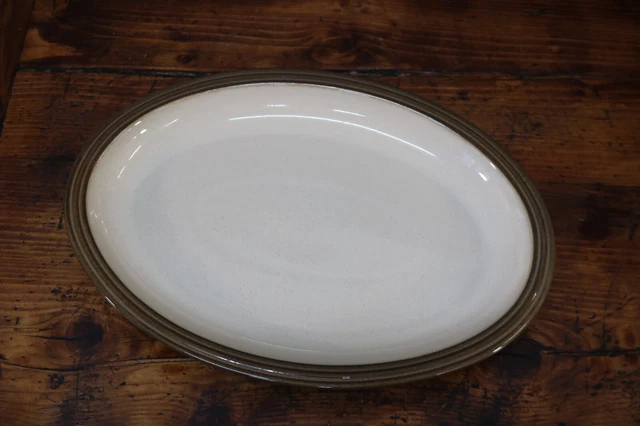 Denby Pampas Plate Oval Stoneware Vintage England Brown & Cream
