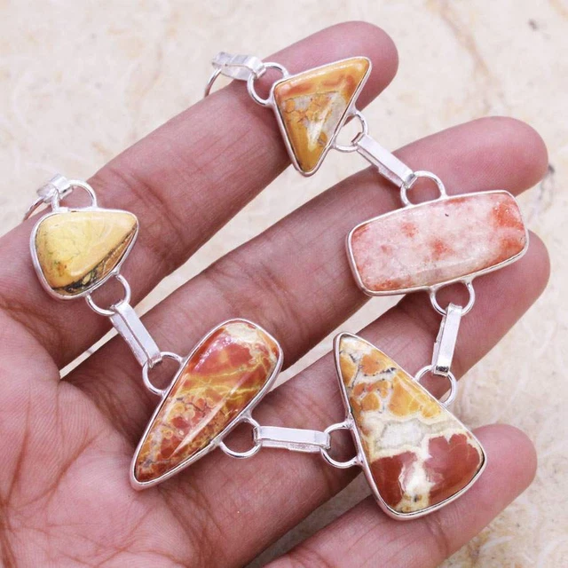 Elegant Malingano Jasper 925 Silver Plated Handmade Bracelet of 7" Ethnic Gift