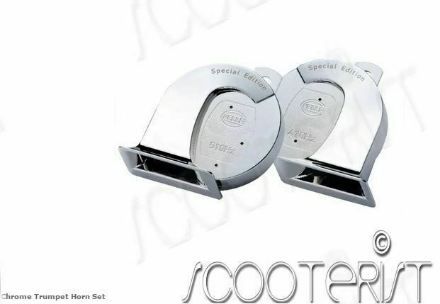 Set di corno per tromba a doppio tono cromato Hella 510/410 Hz per auto e...