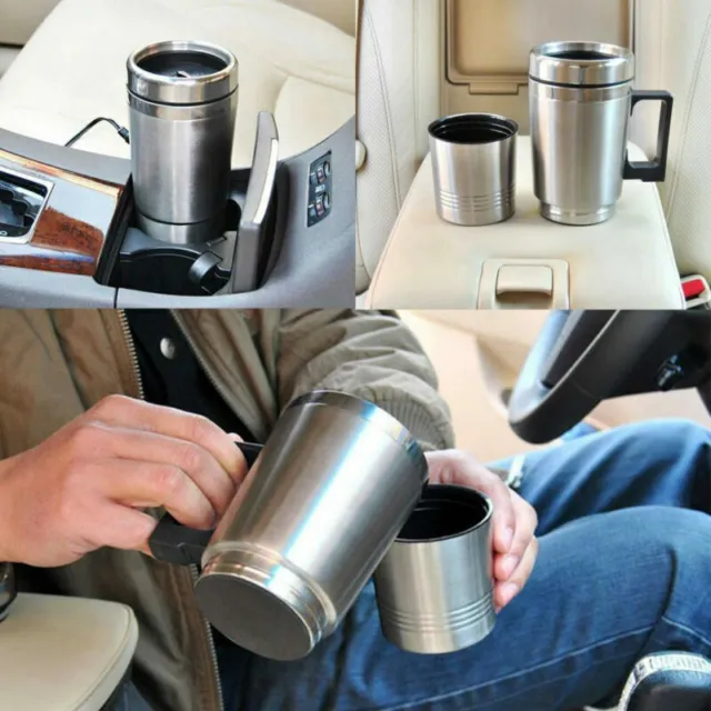12V In-Car Thermos Thermal Heated Travel Mug Cup Caravanning Camping Coffee Tea 5