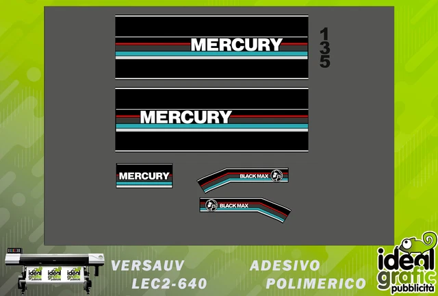 kit adesivi calandra motore fuoribordo mercury 135 cv black max