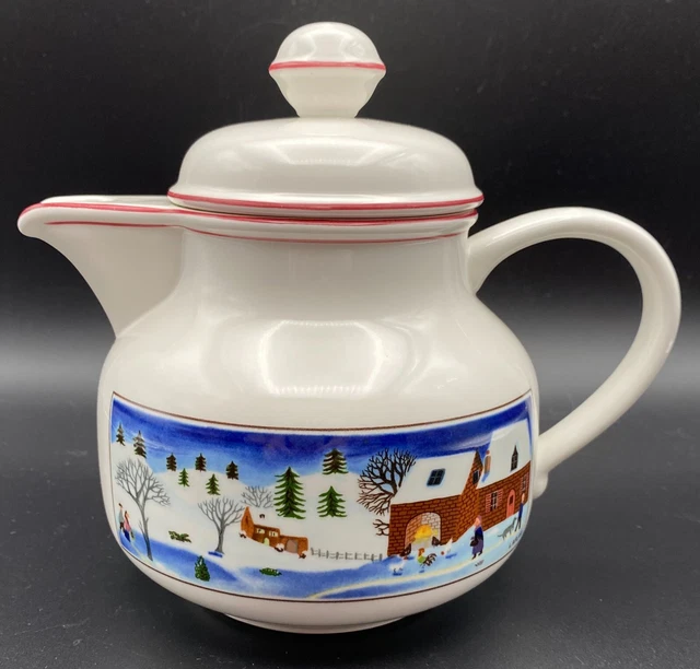 VILLEROY & BOCH Naif Christmas Village Scene Porcelain Teapot