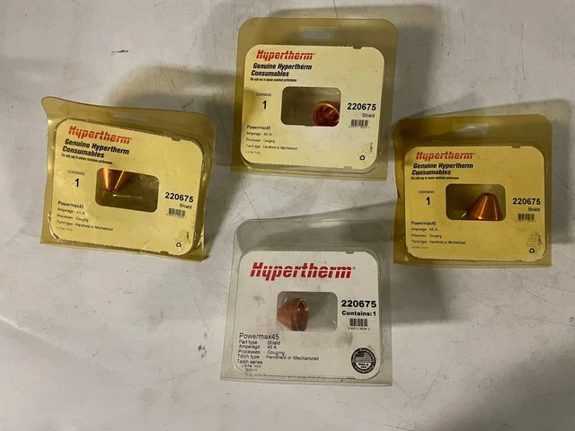 Lot of 4 Hypertherm 220675 Shield Pmx45 Gouging 45A Genuine Consumable Part