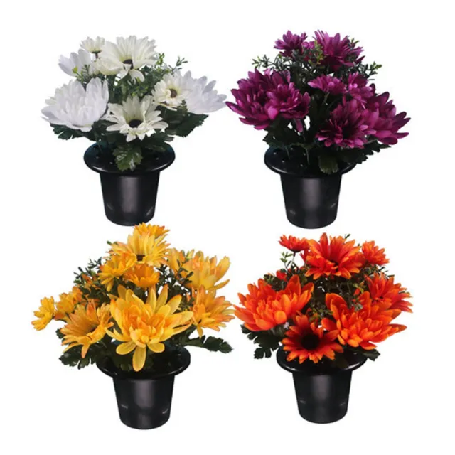 Gerbera Artificial Grave side Flowers for Crem Pot / Vase Memorial Tribute 1 2 3