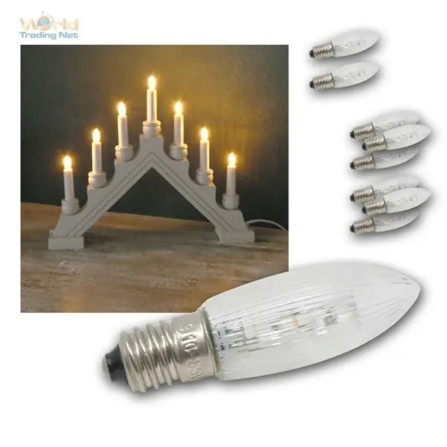 E10 LED Riffel-Kerzen 3/7er Set, 10-55V AC, warmweiß, Ersatz-Lampe Leuchtmittel
