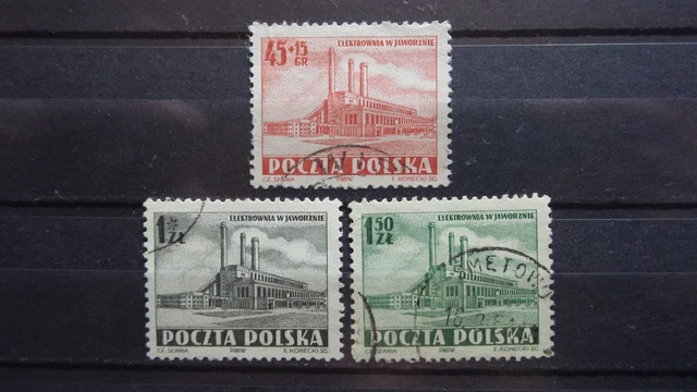 Polen 1952 / Kat. Fischer Nr. 626 - 628  Gestempelt