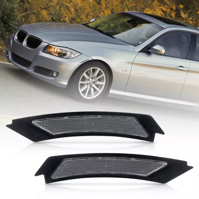 Clear Lens Front Side Marker Bumper Reflectors Assy for BMW 3 Series E90 E91 LCI