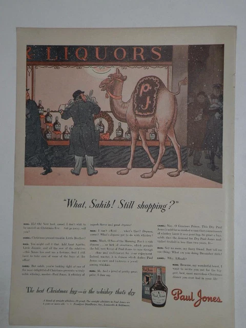 Magazine Ad* - 1941 - Paul Jones Whiskey - World War II - Christmas Camel