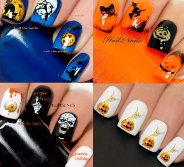 Halloween Nail Nails Art Water Transfer Decal Wraps Stickers Gold Silver Spiders