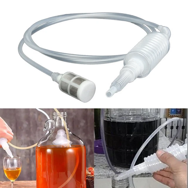 Tuyau Siphon Alimentaire Avec Filtre - Pour Transfert Et Filtration Vin Maison, Brassage, 180 Cm, Silicone