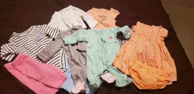 Carter's Baby Girl NEWBORN Bodysuits, Pants, bodysu outfits, bunny dress,sweater