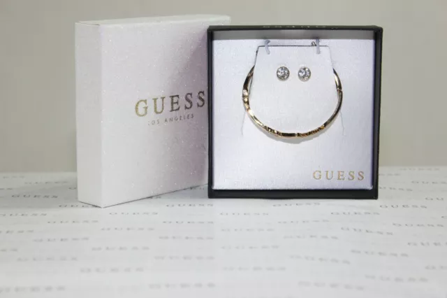 GUESS Women's Gold-Tone Bangle bracelet and Stud Earrings Set