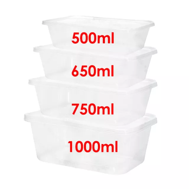 Clear Plastic Quality Containers Tubs with Lids Microwave Food Safe Takeaway MND