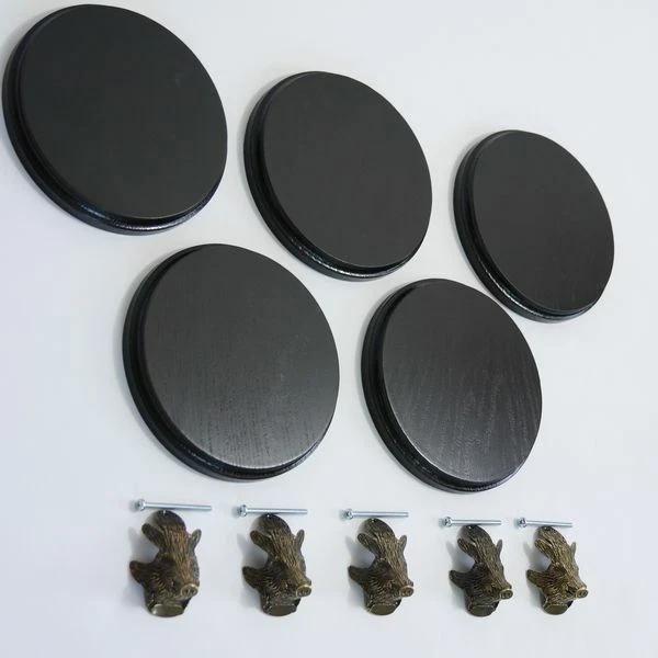 5 X Placa de Jabalí Tablero Keiler Gewaffbrett Oscuro AF15cm 5x Cabeza Ornamento 2