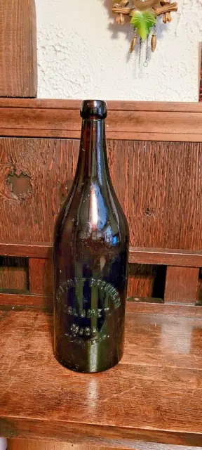 Vintage Amber Blob Top Beer Bottle- Calumet Brewing  Co. MICH.