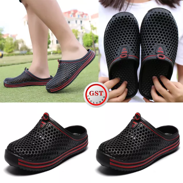 Women Men Slip On Slippers Hollow Beach Sandals Clogs Garden Casual Flat Shoes