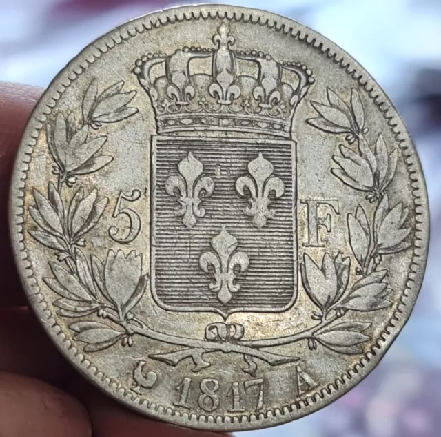FRANCE / 1817A 5 Francs Paris Mint,Louis XVIII !!!
