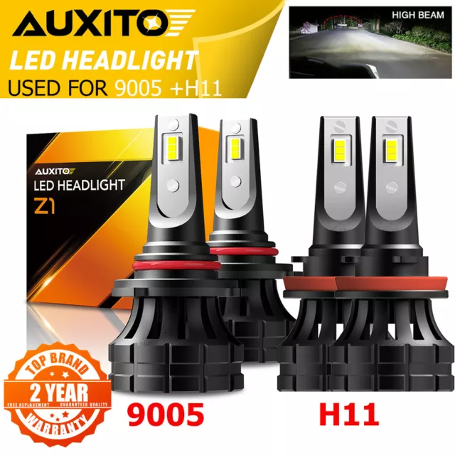 AUXITO H11 9005 LED Headlight Hi-Lo Beam Bright White Bulbs 6000K Combo Headlamp