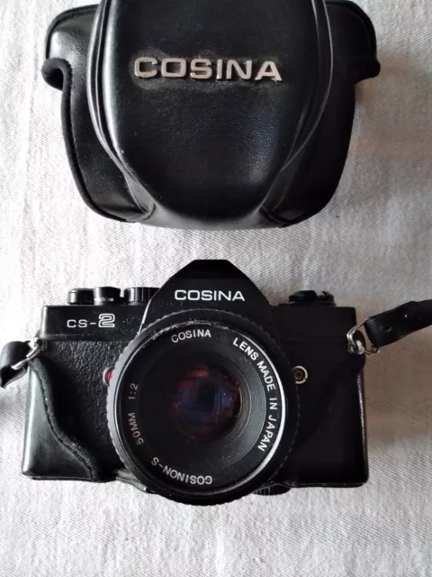 Macchina fotografica Cosina CS-2 Japan con custodia e Flash vintage ottimo stato