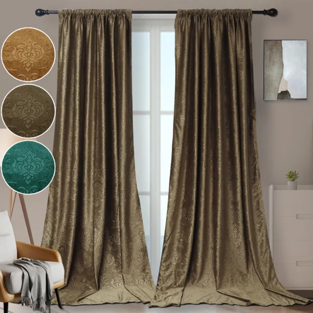 Luxury Crushed Velvet Blackout Curtains Morocco Thermal insulated Window Drapes