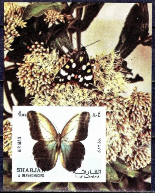 Sharjah 1972 Butterfly Insects Nature Conservation Butterflies Imperf m/s MNH
