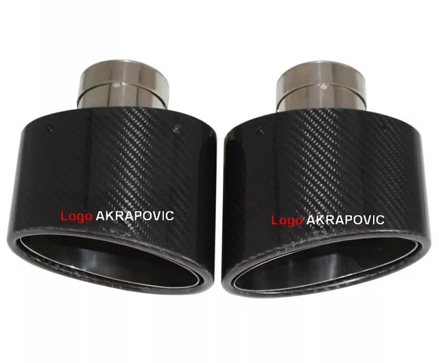 Embout D'Échappement Voiture 60mm Vers 89mm - Acier Inox SUS304 & Fibre De Carbone - Brillant Argent Noir - Installation Facile Sans Soudure