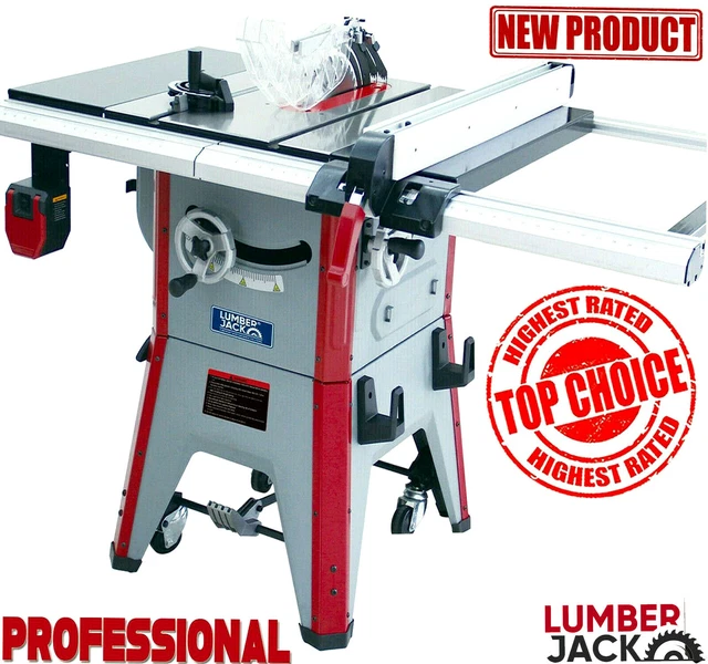 LUMBERJACK CAST IRON Table Saw with 1800W Motor Professional Wheel Kit