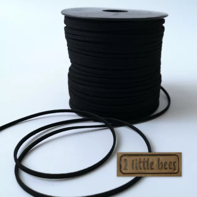 Faux Suede Leather Cord  Black Thong Jewellery String Craft Velvet  DIY UK