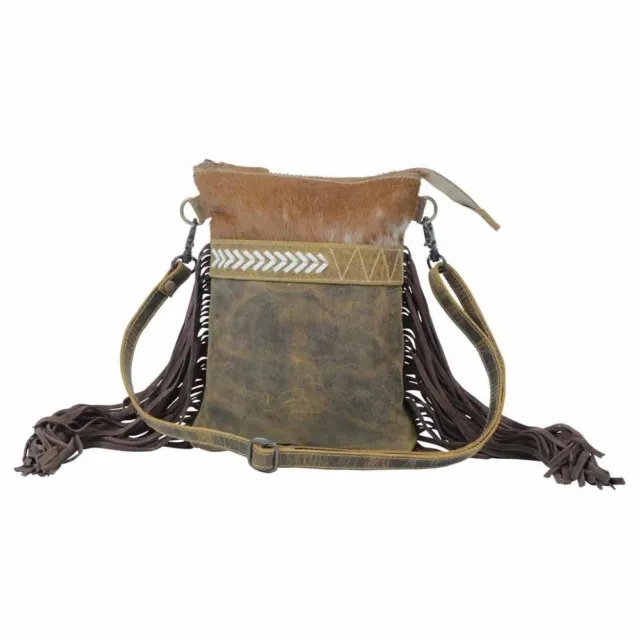 Leather & Hair On Shoulder Bag- Myra Bag Fringed Crossbody Bag