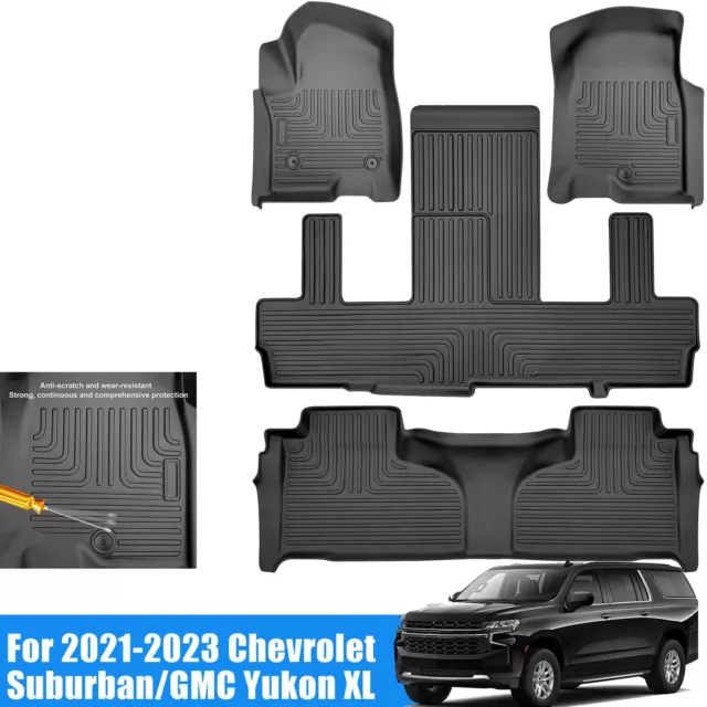 4x TPE Floor Mats For 2021-2023 Chevrolet Suburban /GMC Yukon XL 2nd Row Bucket 2