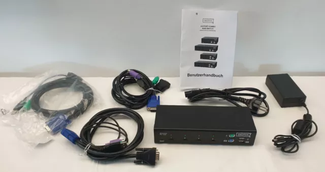 DIGITUS 4-Port Combo-KVM Switch, 1 User - 4 PCs, Hot-Swap Funktion, DDC / DDC2