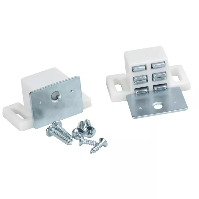 Rok Hardware Heavy Duty 15 lb High Magnetic Catch, White / Nickel ROKMC1