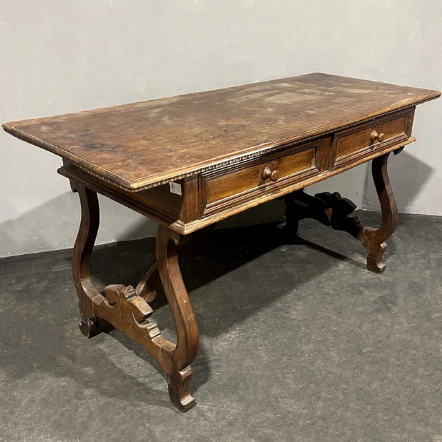 Mesa Escritura Fratino Del XVIII Sec Nuez Sólido Época '700 Piernas Lira